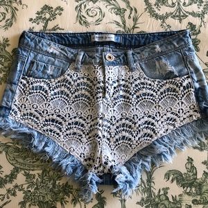 Denim and lace short